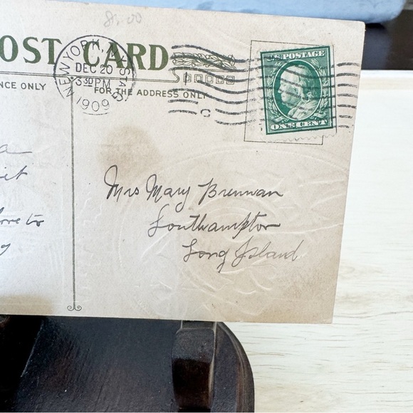 Antique Postmarked 1909 Mailman Delivering Santa's Telegram Holiday Postcard - Picture 9 of 11